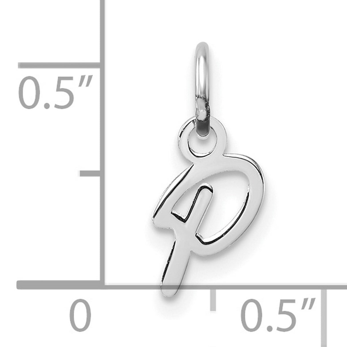14k White Gold Script Initial D Pendant Charm, Cursive Letter Monogram Jewelry