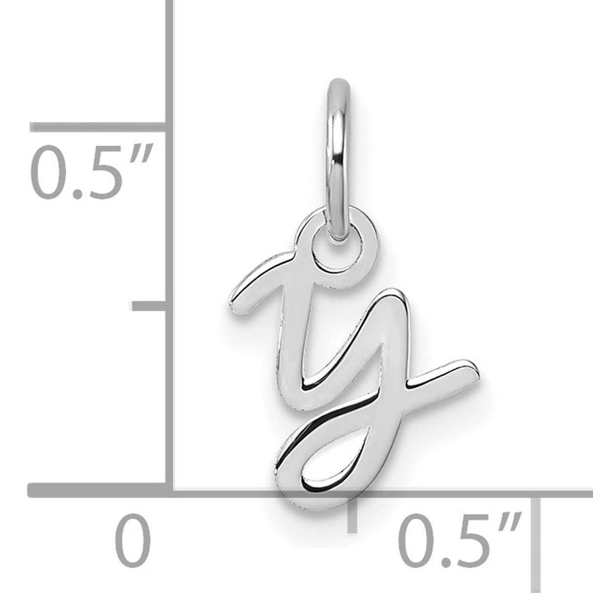 Uppercase Letter Y Initial Charm Pendant in Real 14k White Gold