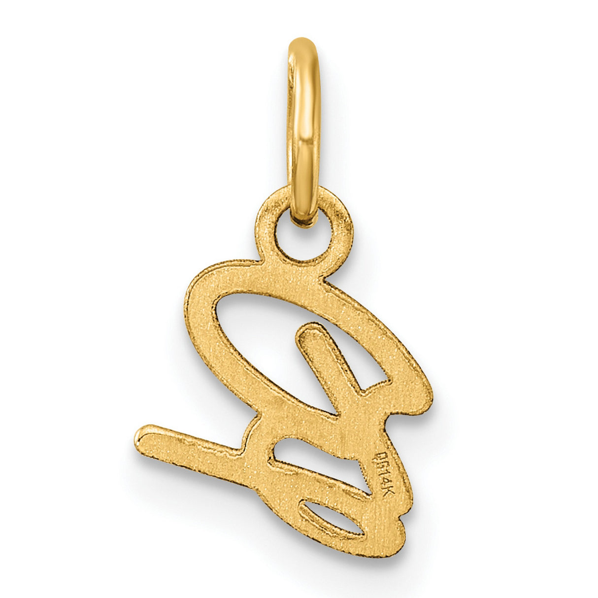 14k Yellow Gold Script Letter B Pendant, Polished Cursive Initial Charm for Women