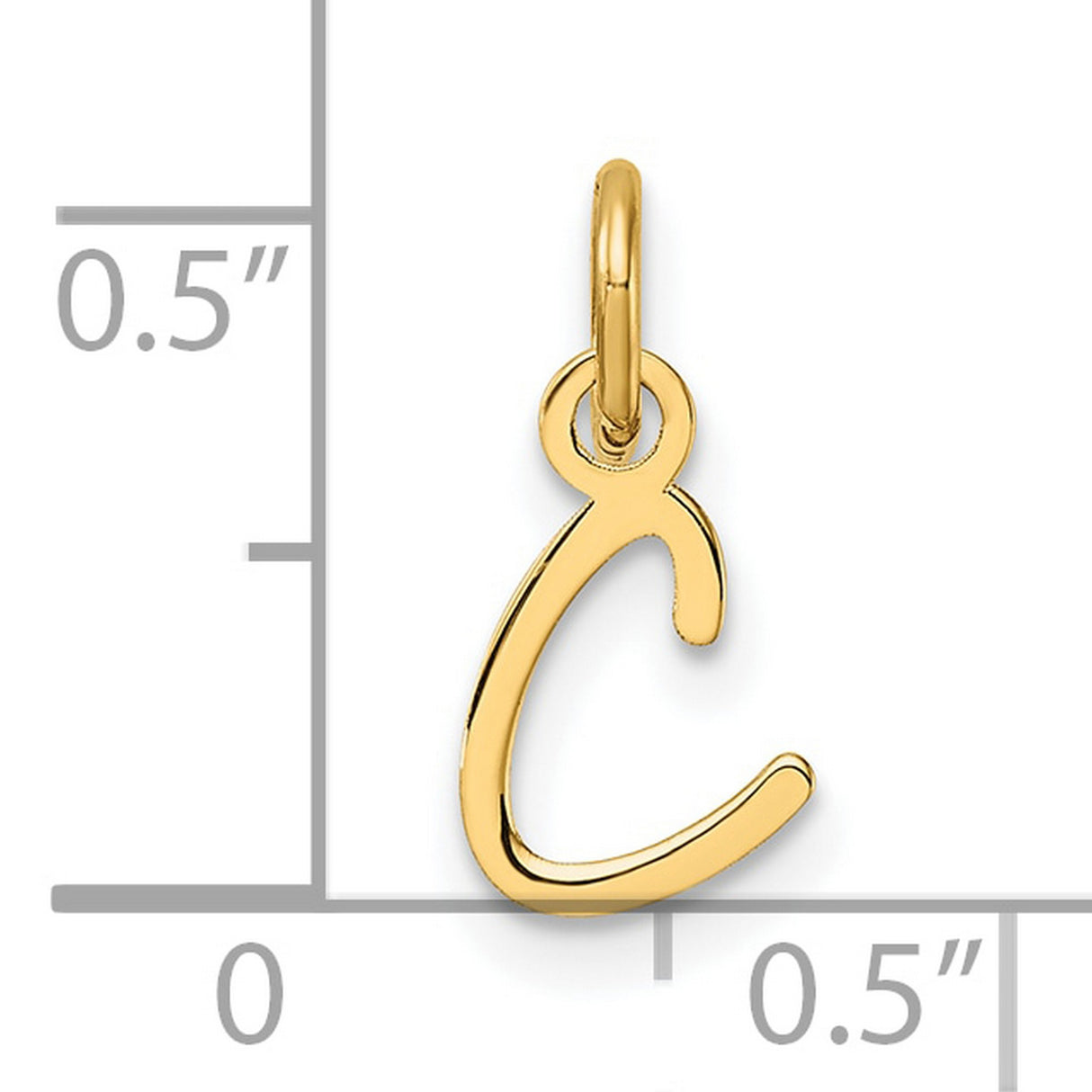 14k Yellow Gold Initial Pendant with Cursive Letter C Charm, Unisex Monogram Jewelry