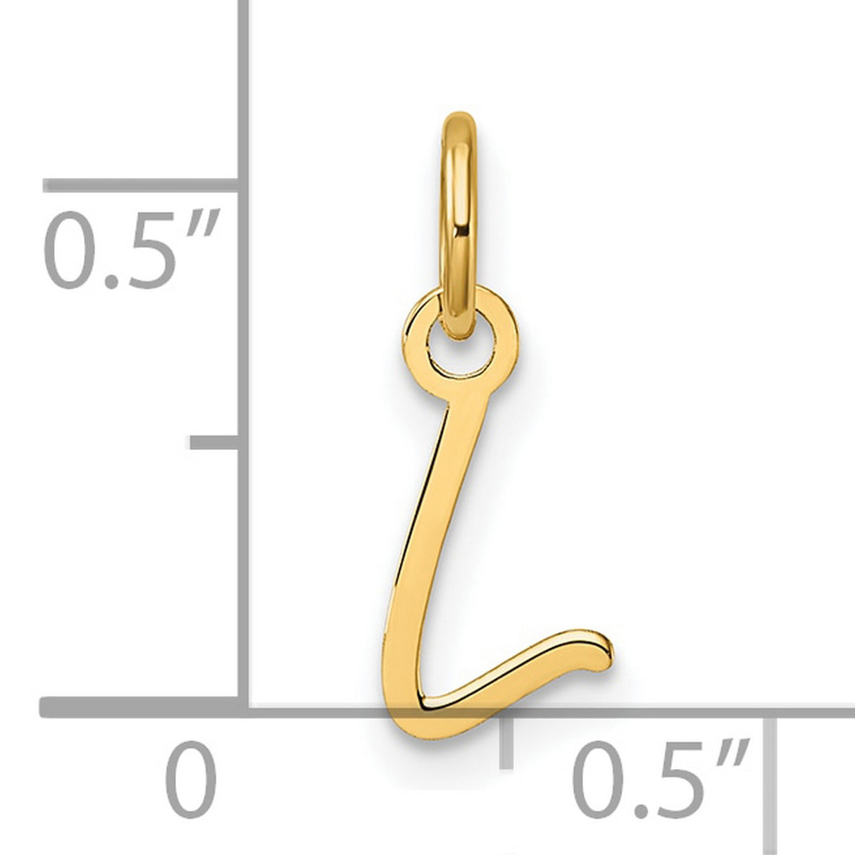 14k Yellow Gold Script Initial L Pendant Charm, Dainty Letter Monogram Jewelry for Women