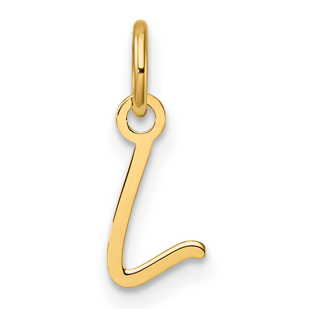 14k Yellow Gold Script Initial L Pendant Charm, Dainty Letter Monogram Jewelry for Women