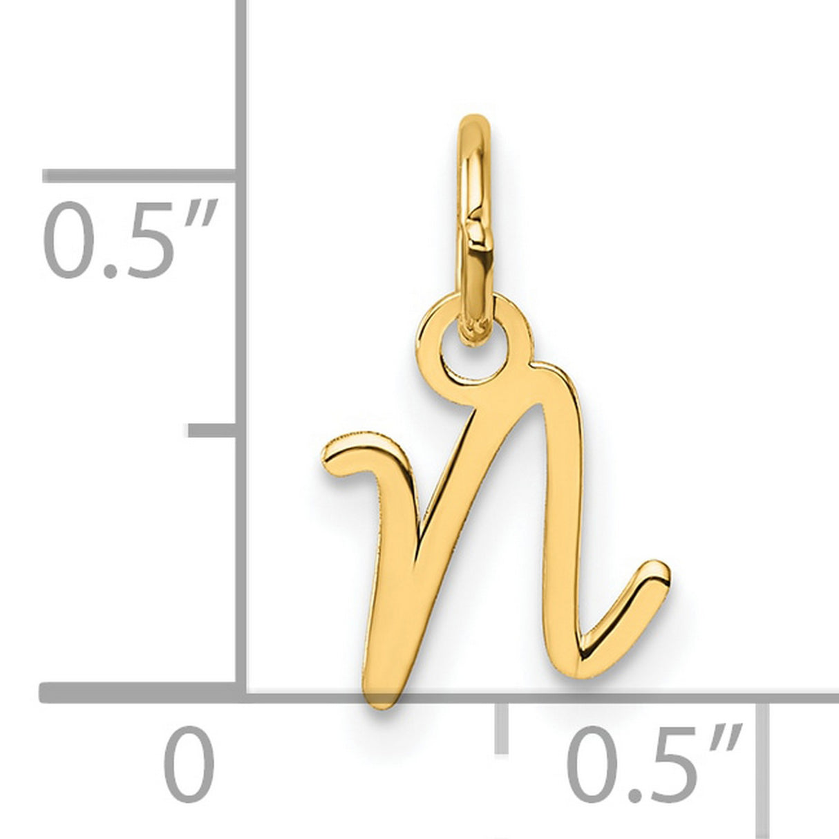 14k Yellow Gold Script Letter N Pendant Charm, Cursive Initial Monogram Jewelry for Women
