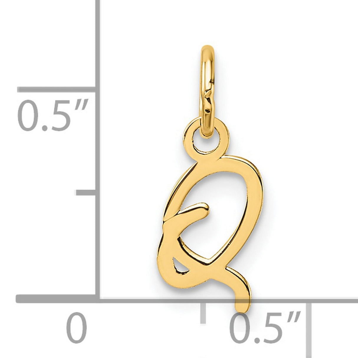 Uppercase Letter Q Initial Charm Pendant in Real 14k Yellow Gold