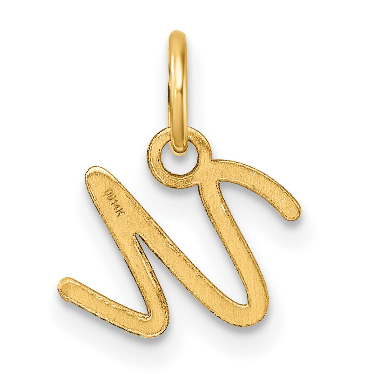Uppercase Letter U Initial Charm Pendant in Real 14k Yellow Gold