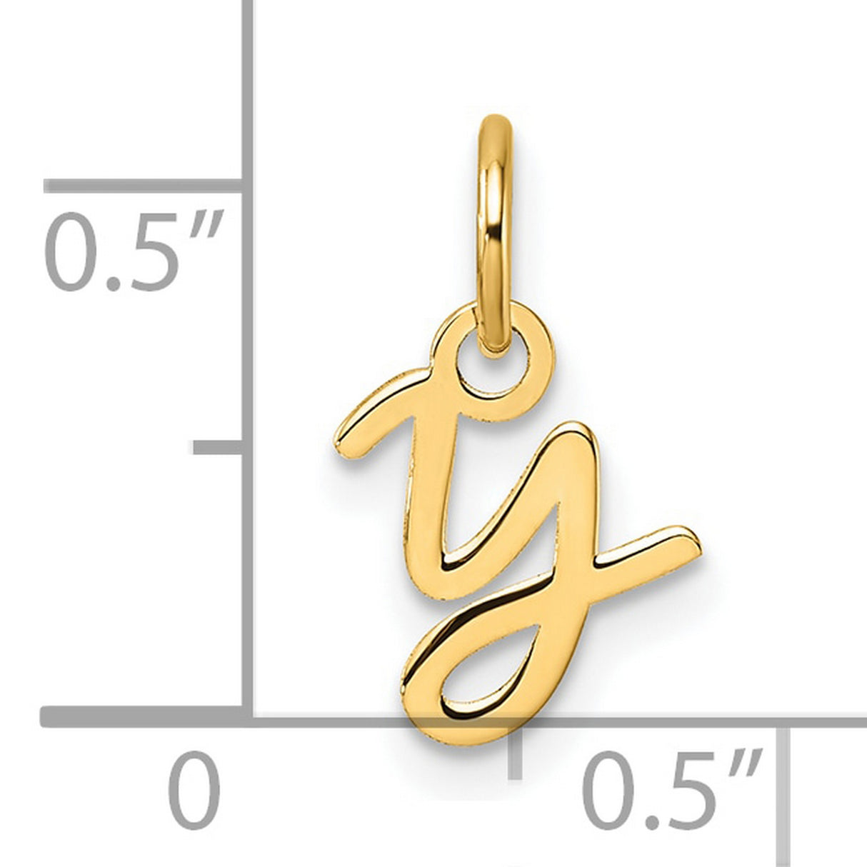 Uppercase Letter Y Initial Charm Pendant in Real 14k Yellow Gold