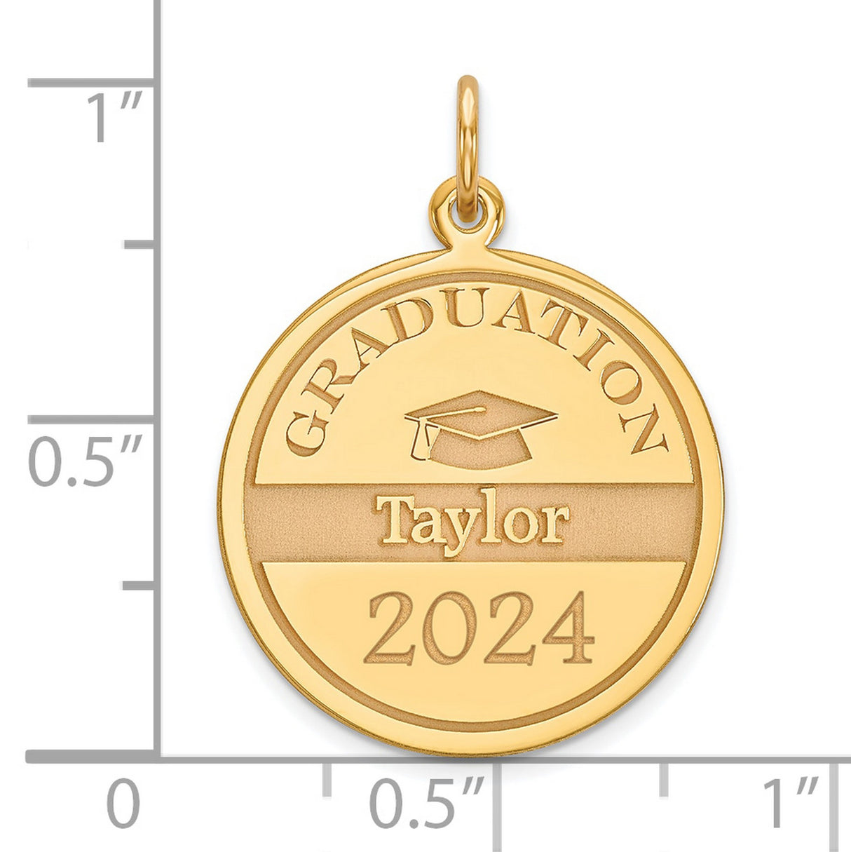 Personalized Graduation Charm Pendant in Real 14k Yellow Gold