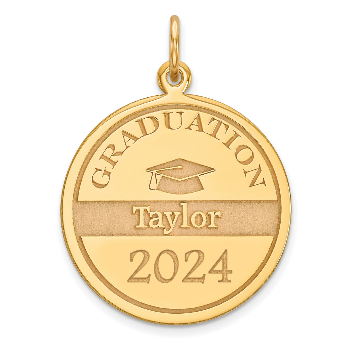 Personalized Graduation Charm Pendant in Real 14k Yellow Gold