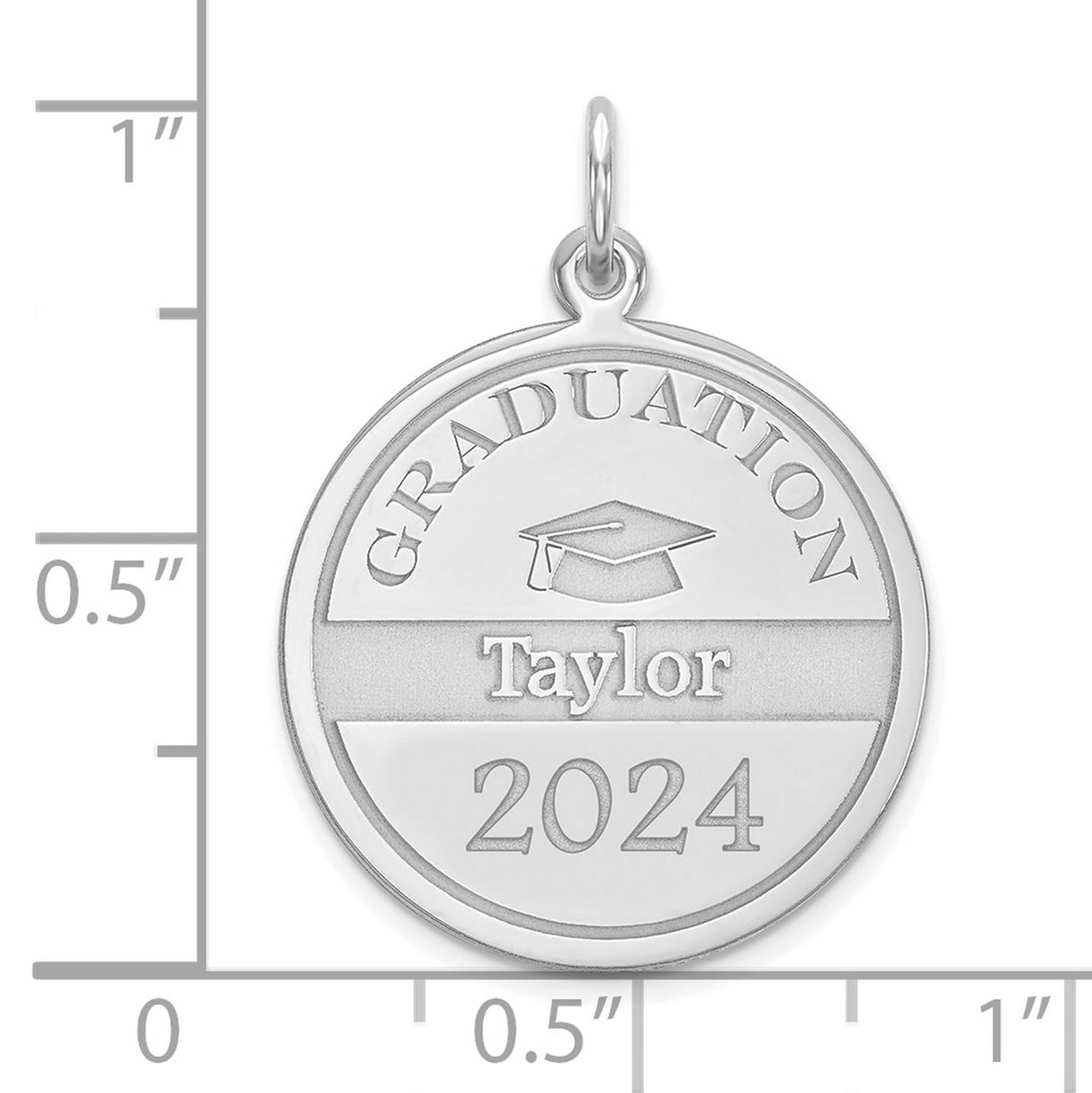 Personalized Graduation Charm Pendant in Real 14k White Gold