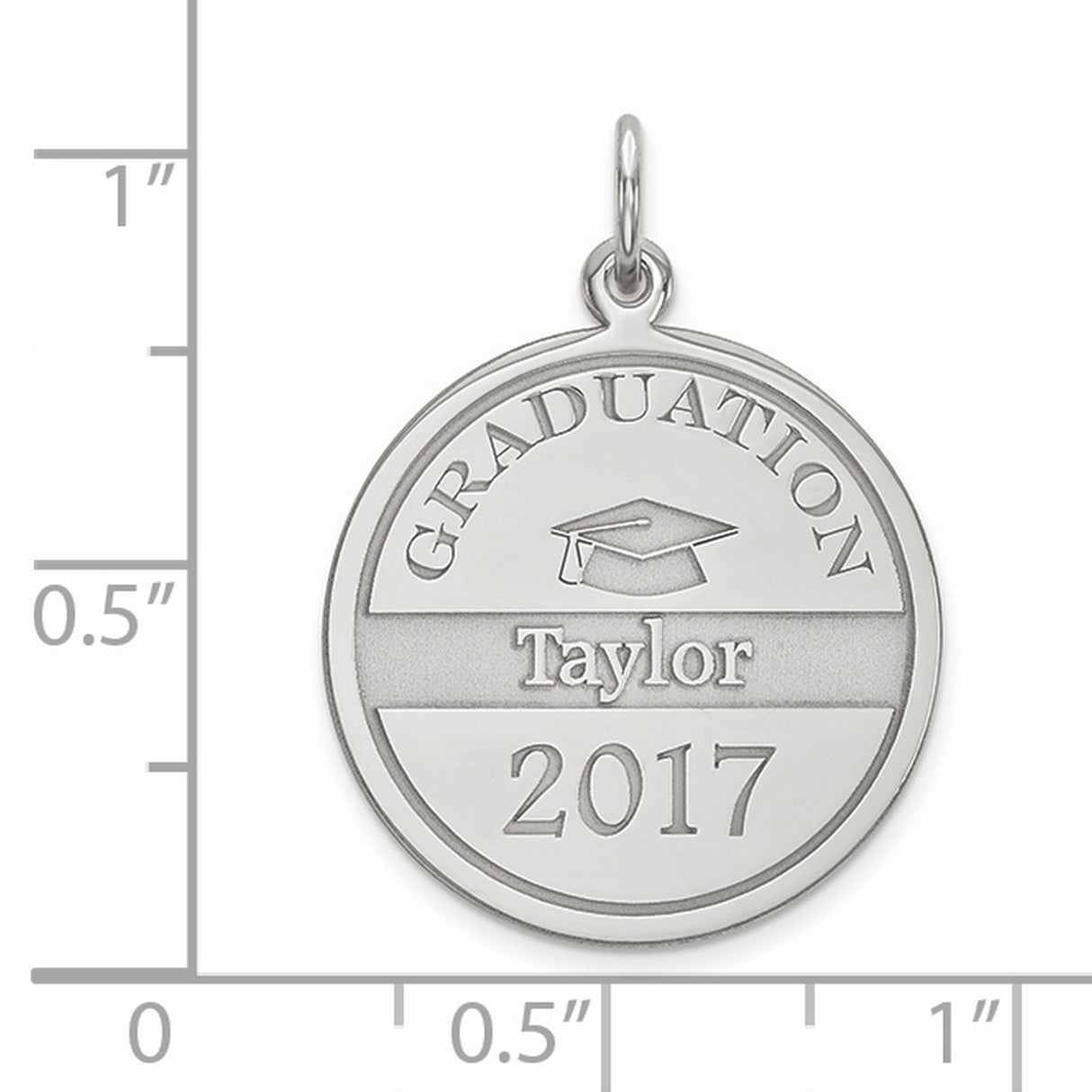 Personalized Graduation Charm Pendant in Real 14k White Gold