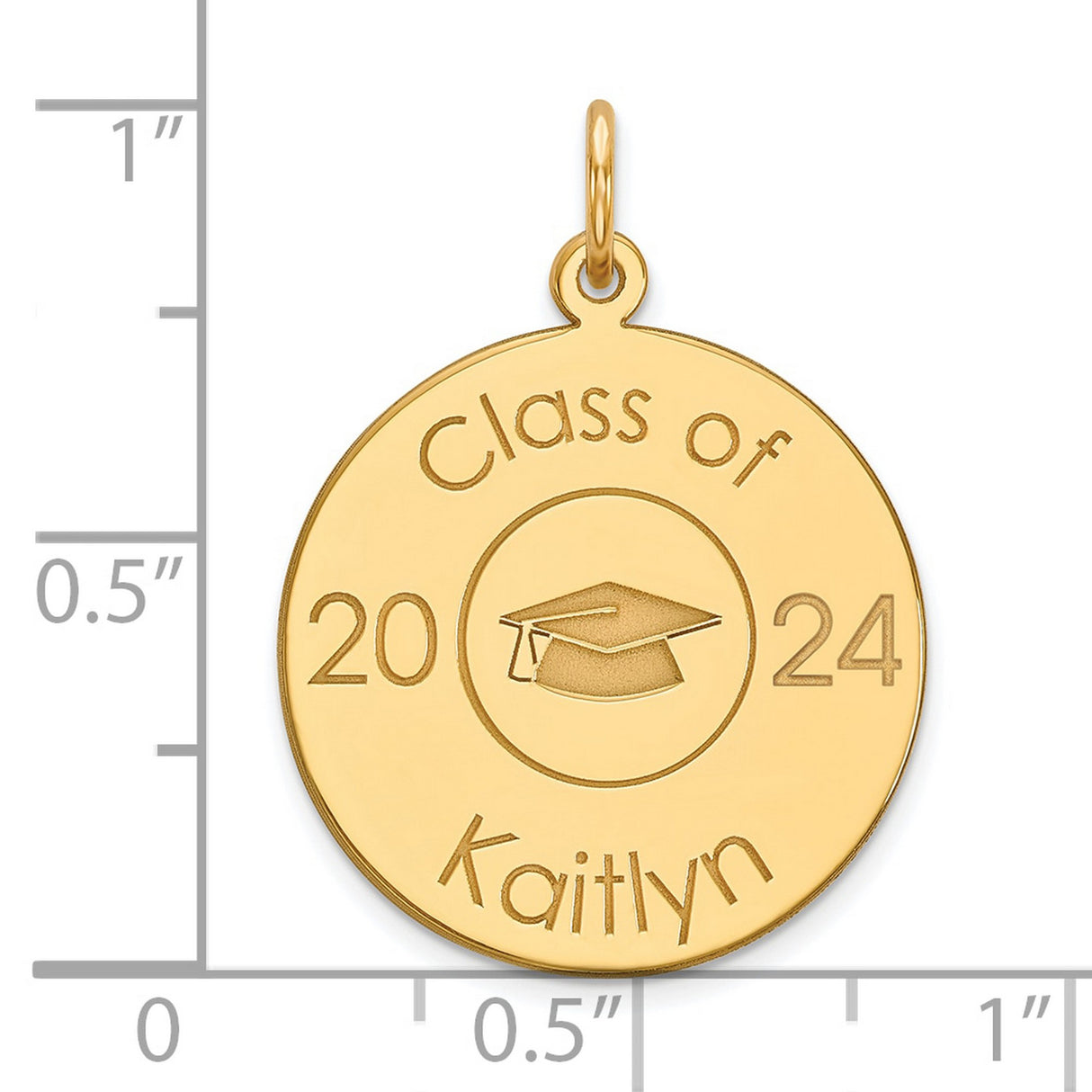 Personalized Graduation Charm Pendant in Real 14k Yellow Gold