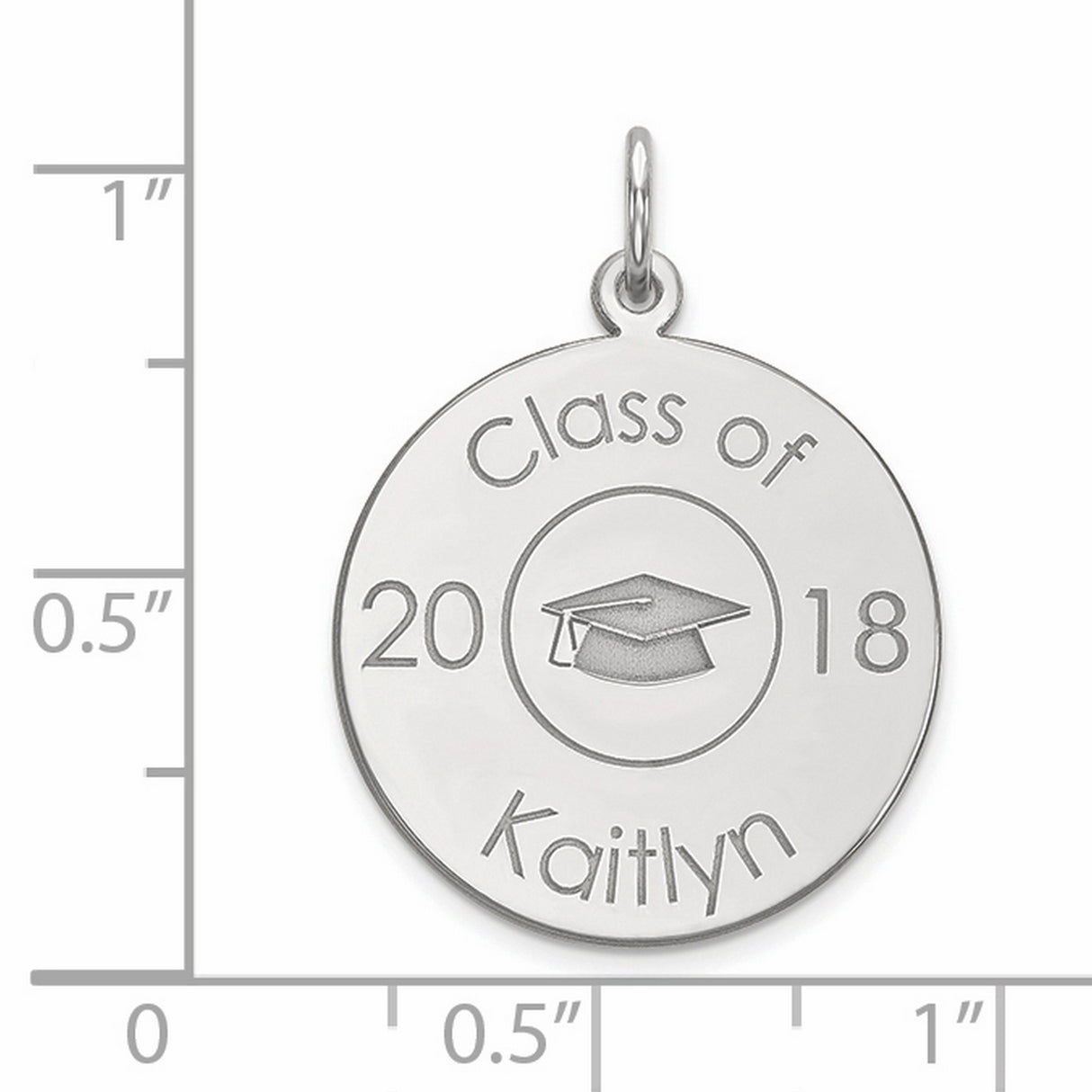 Personalized Graduation Charm Pendant in Real 14k White Gold