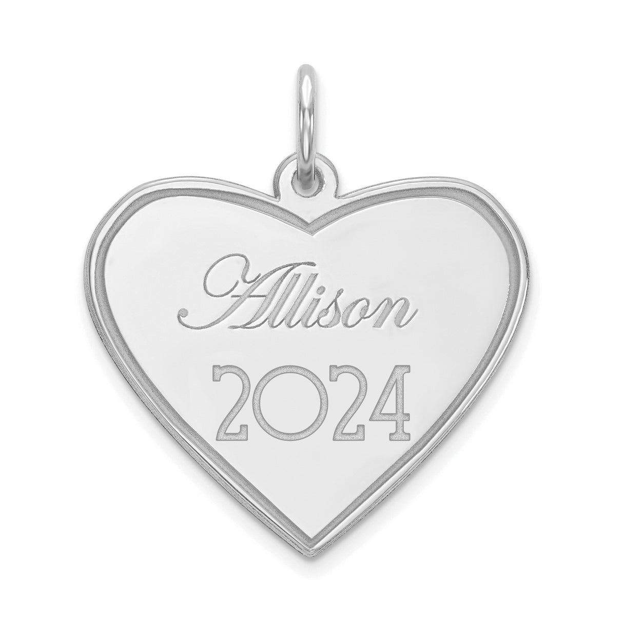 Personalized Graduation Charm Pendant in Real 14k White Gold