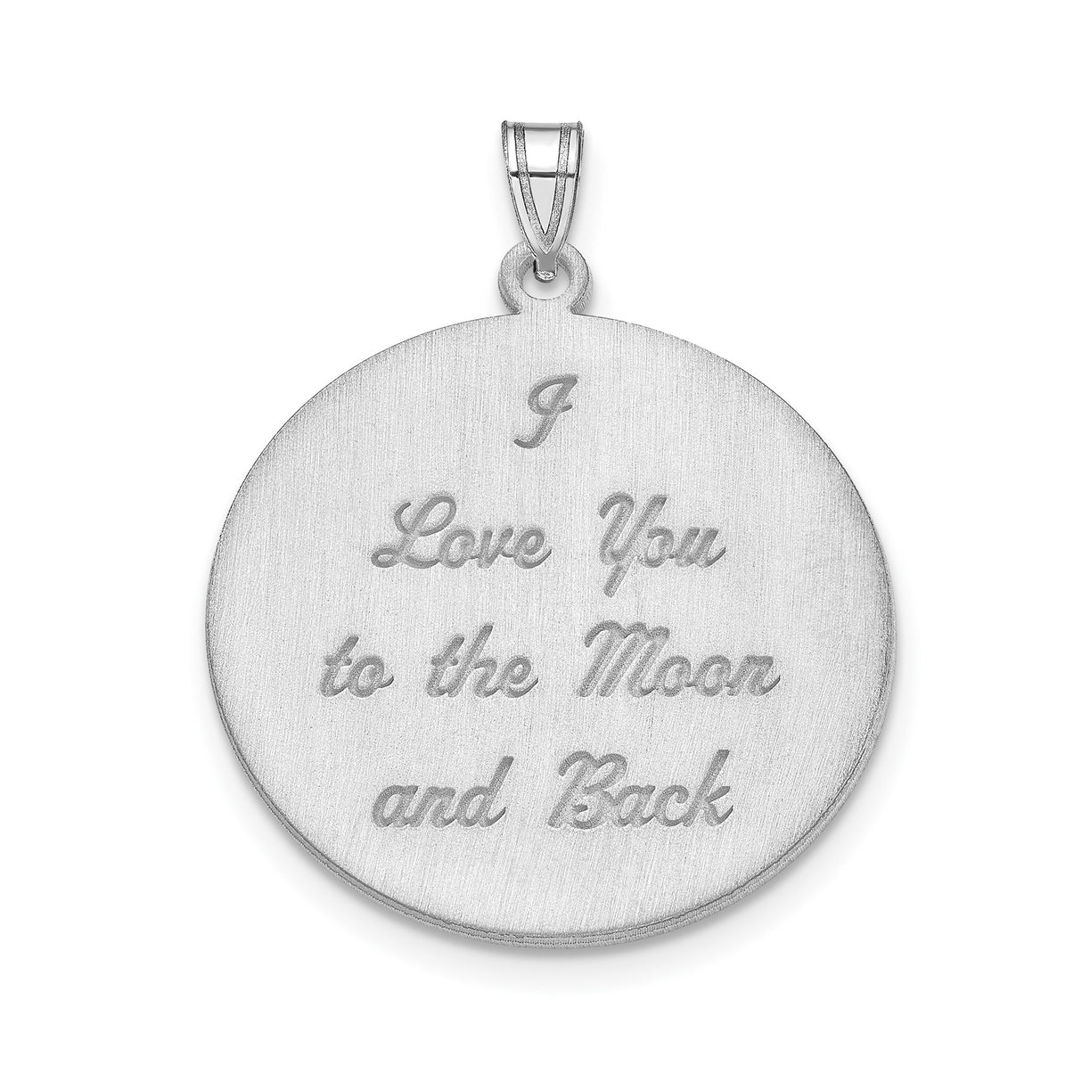 Sterling Silver Moon Pendant with I Love You to the Moon and Back Message for Women