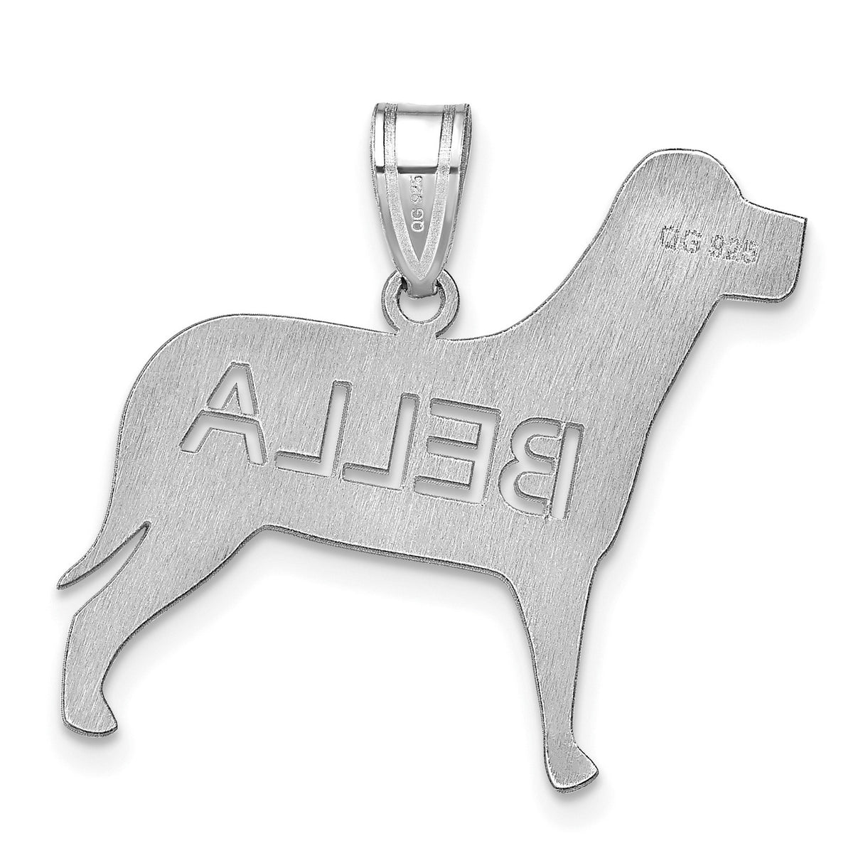 Sterling Silver Dog Pendant with Bella Name, Custom Pet Memorial Charm Jewelry