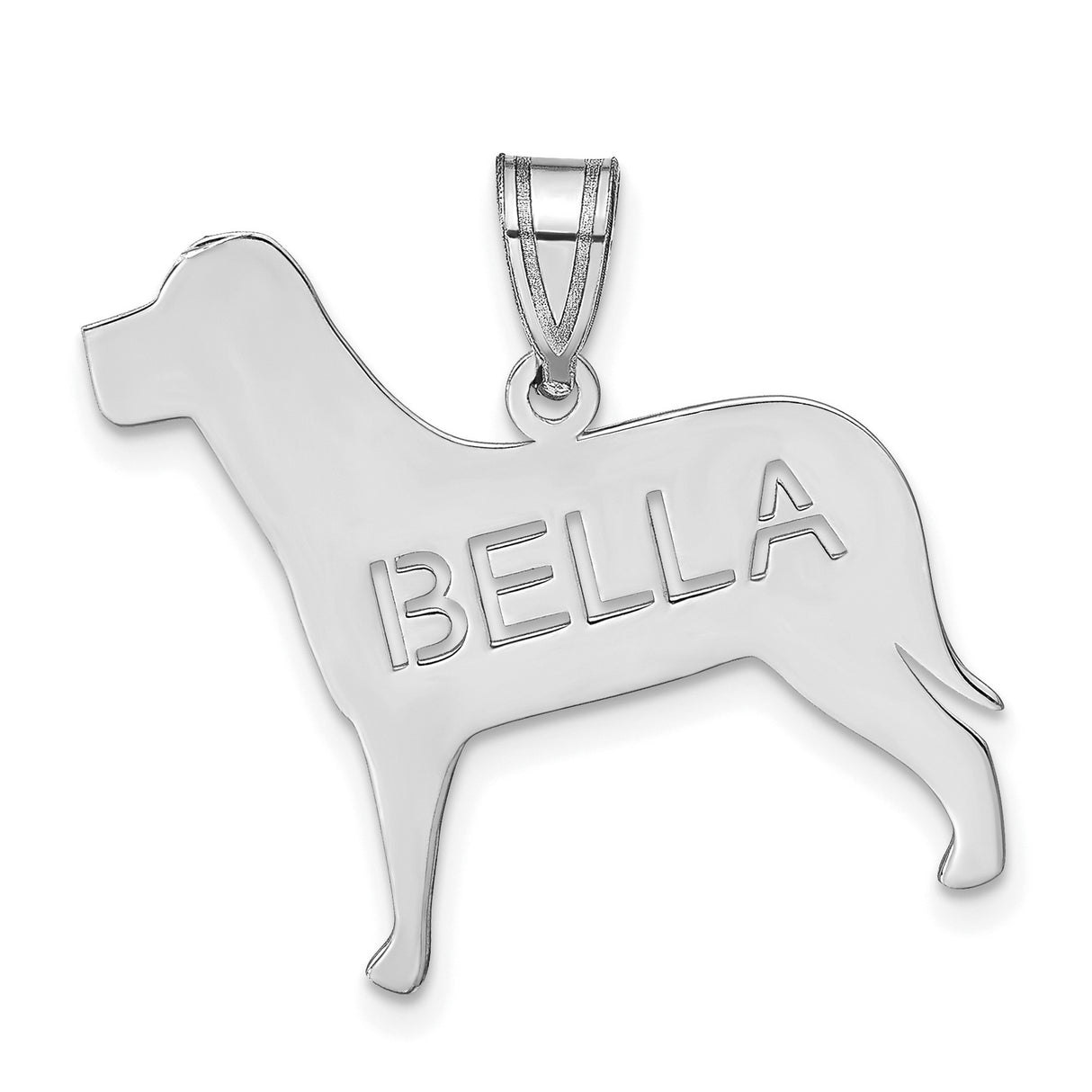 Sterling Silver Dog Pendant with Bella Name, Custom Pet Memorial Charm Jewelry