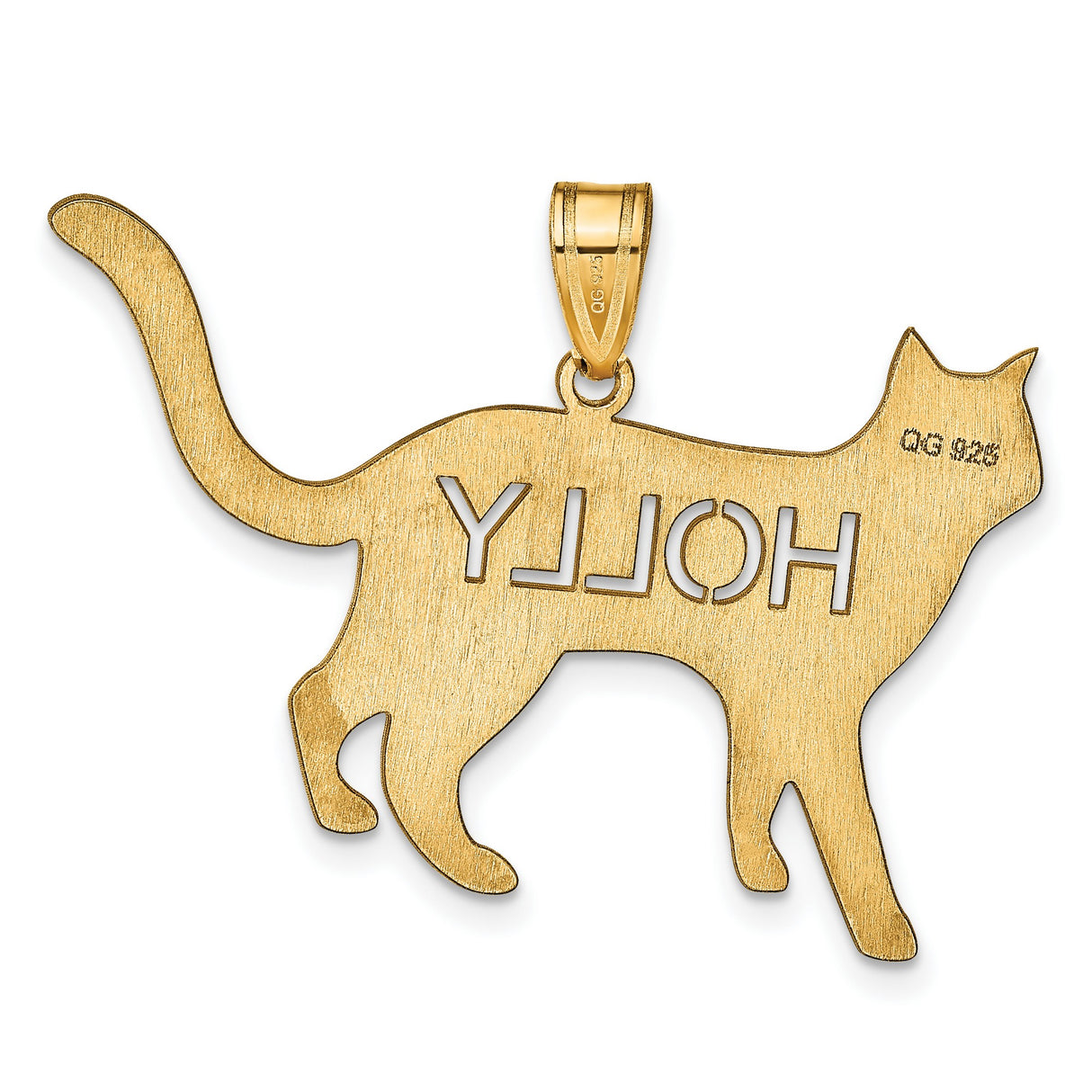 Gold Plated Cat Charm Pendant in Real 925 Sterling SIlver