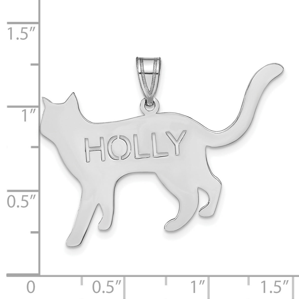 Cat with Cut-out Name Charm Pendant in Real 925 Sterling Silver