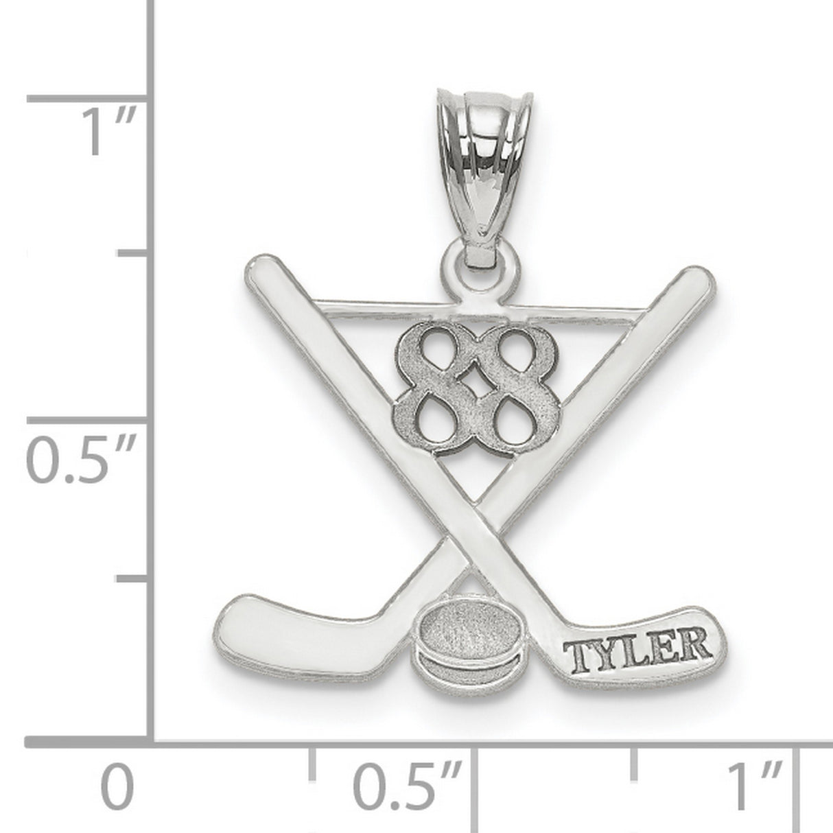 Hockey Charm Pendant in Real 14k White Gold