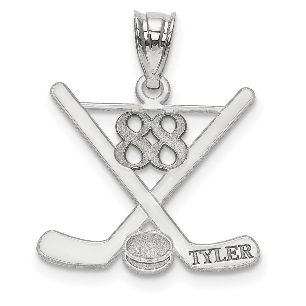 Personalized Hockey Charm Pendant in Real 925 Sterling Silver