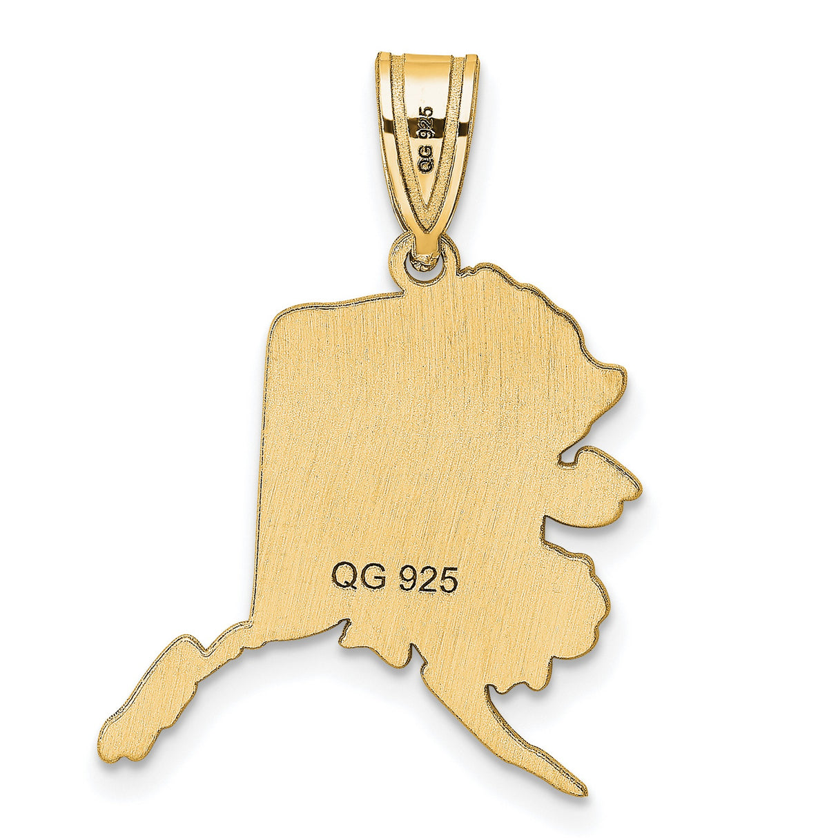 Polished Alaska State Shaped Charm Pendant in Real 14k Yellow Gold