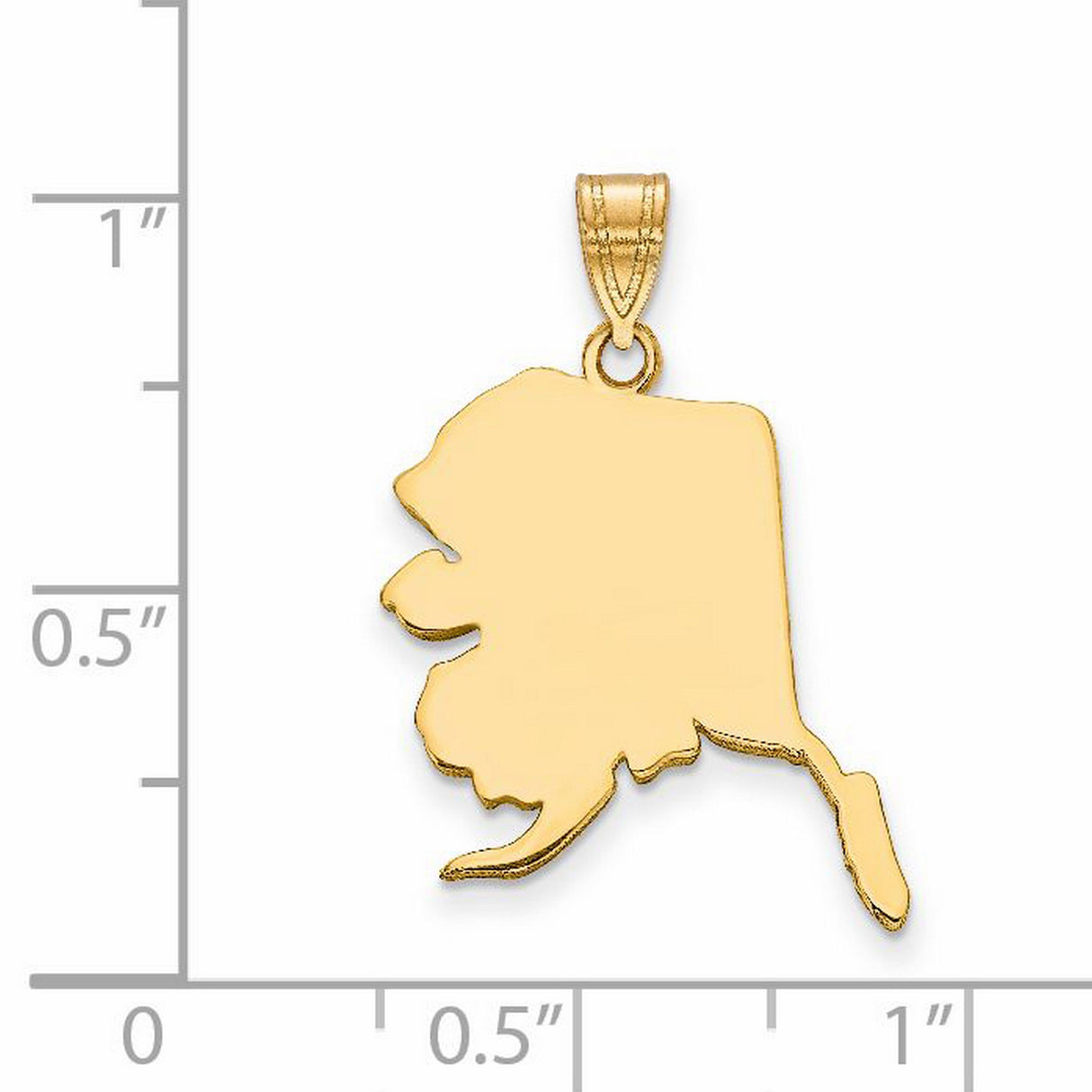 Polished Alaska State Shaped Charm Pendant in Real 14k Yellow Gold