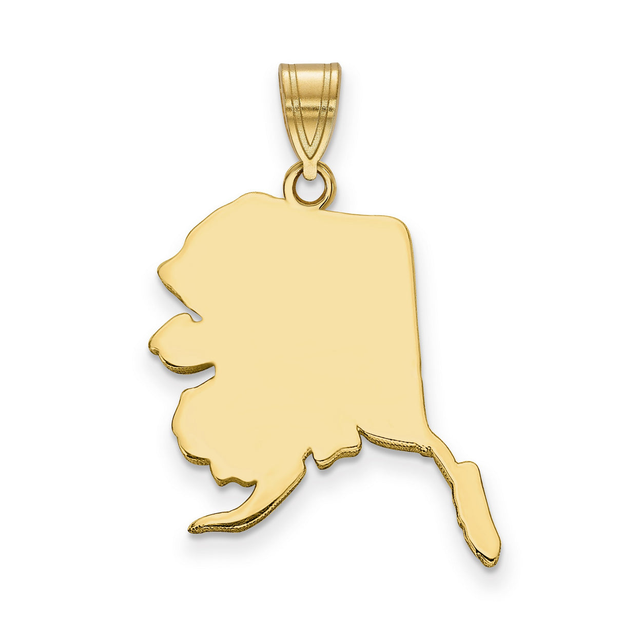Polished Alaska State Shaped Charm Pendant in Real 14k Yellow Gold