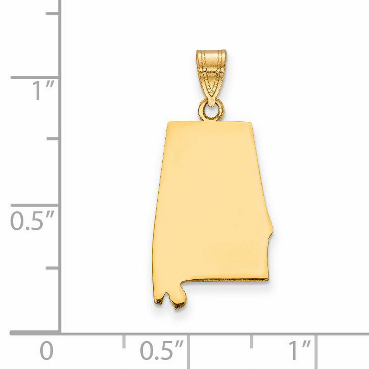 14k Yellow Gold Alabama State Outline Pendant, Southern Map Charm for Women or Unisex Wear