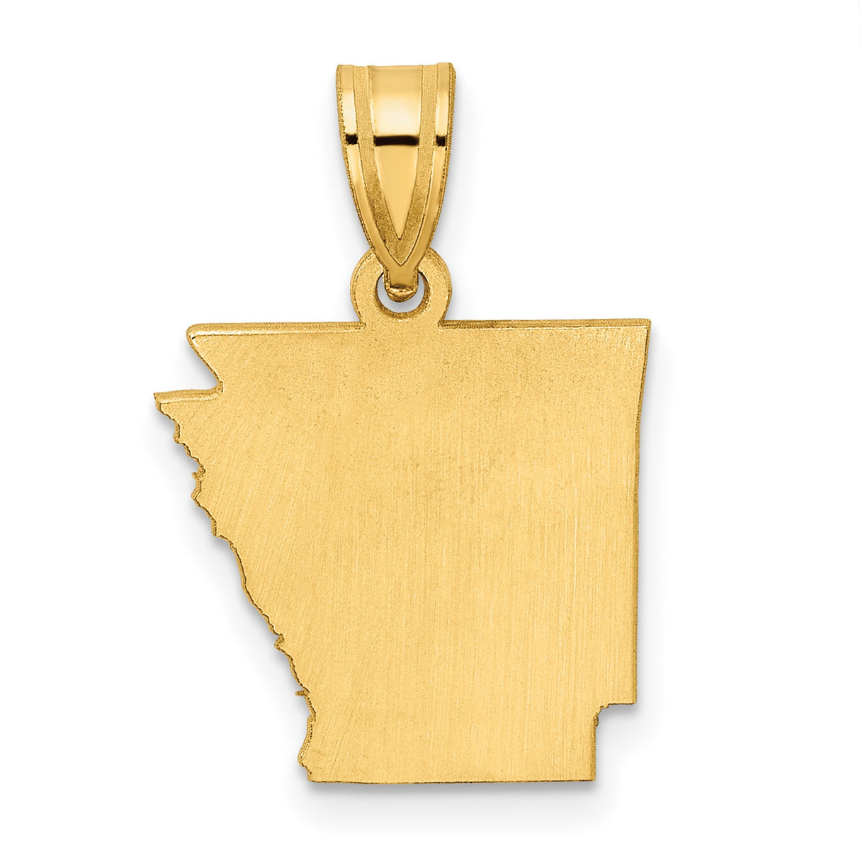 14k Yellow Gold Arkansas State Outline Pendant, Solid Polished Map Charm, Travel Jewelry for Women or Unisex