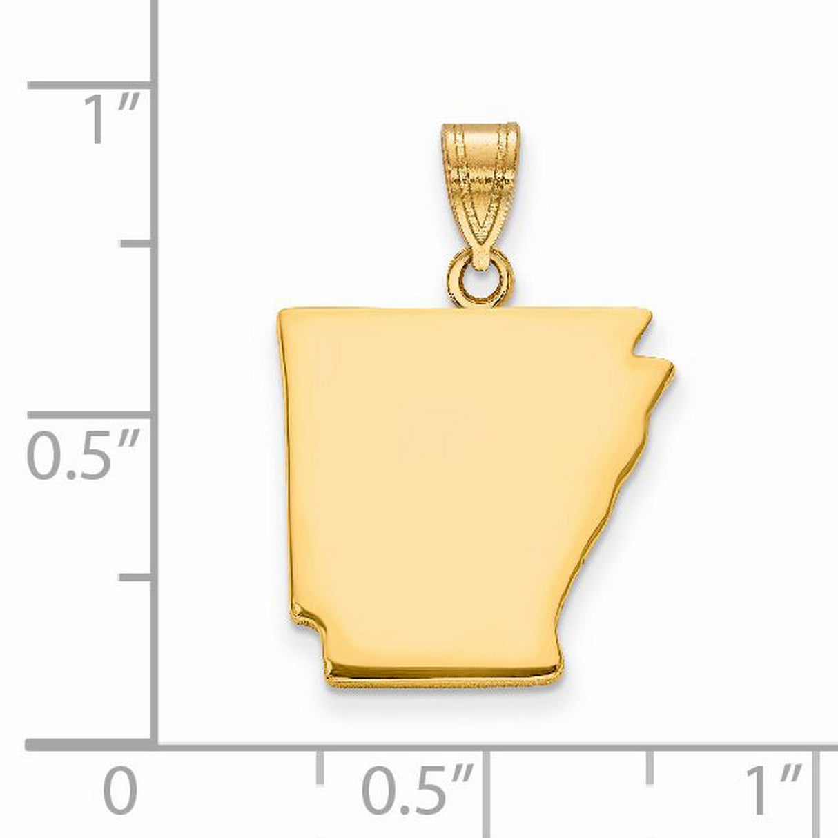 14k Yellow Gold Arkansas State Outline Pendant, Solid Polished Map Charm, Travel Jewelry for Women or Unisex
