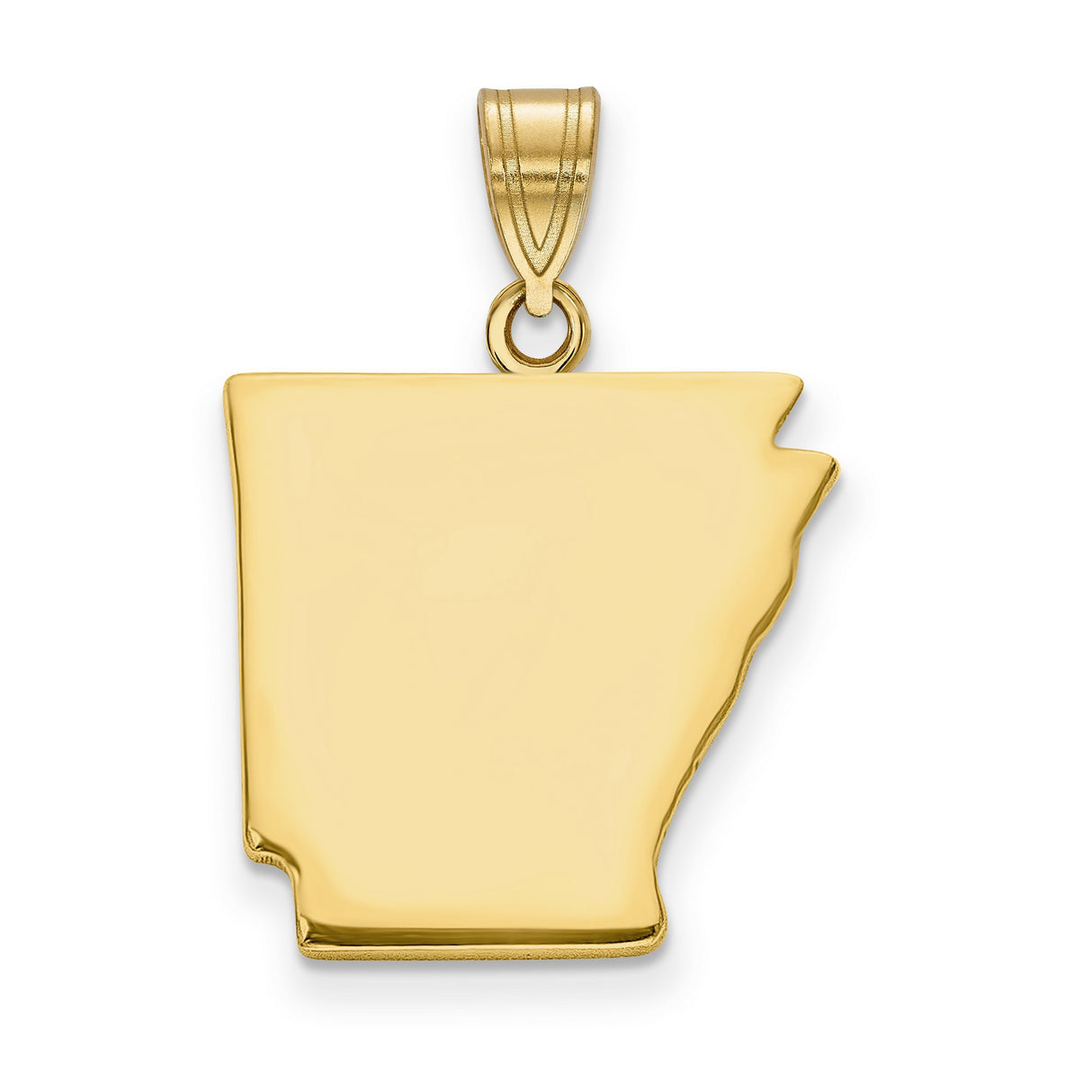 14k Yellow Gold Arkansas State Outline Pendant, Solid Polished Map Charm, Travel Jewelry for Women or Unisex