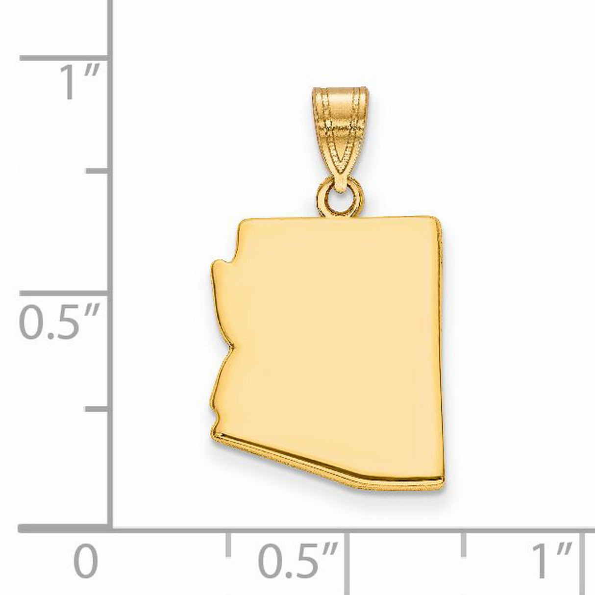 Polished Arizona State Shaped Charm Pendant in Real 14k Yellow Gold