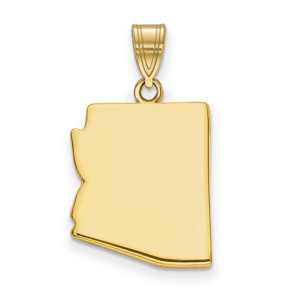 Polished Arizona State Shaped Charm Pendant in Real 14k Yellow Gold