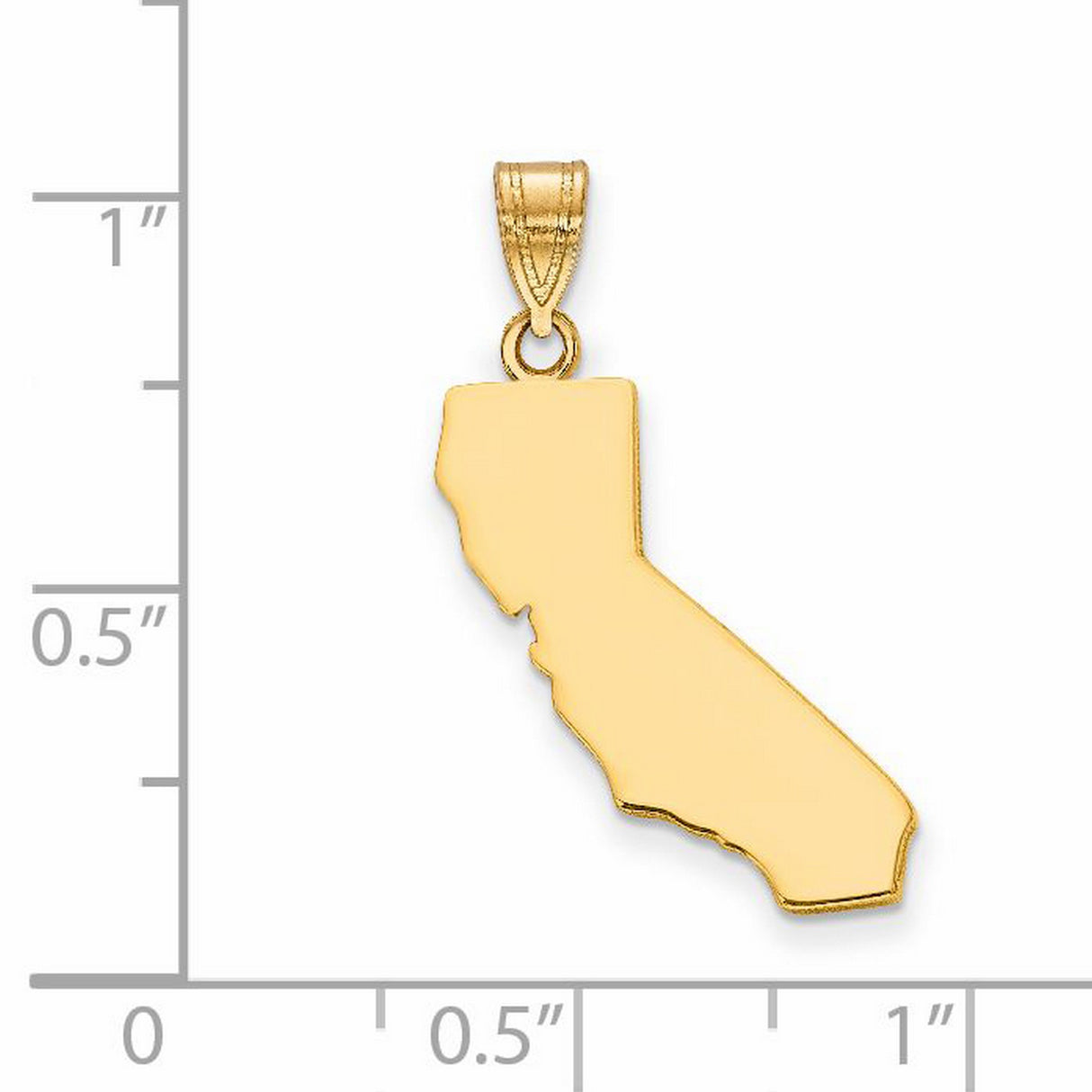 Polished California State Shaped Charm Pendant in Real 14k Yellow Gold