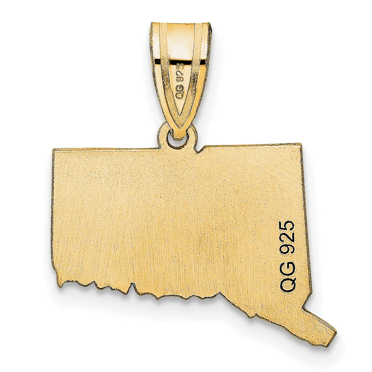 Polished Connecticut State Shaped Charm Pendant in Real 14k Yellow Gold