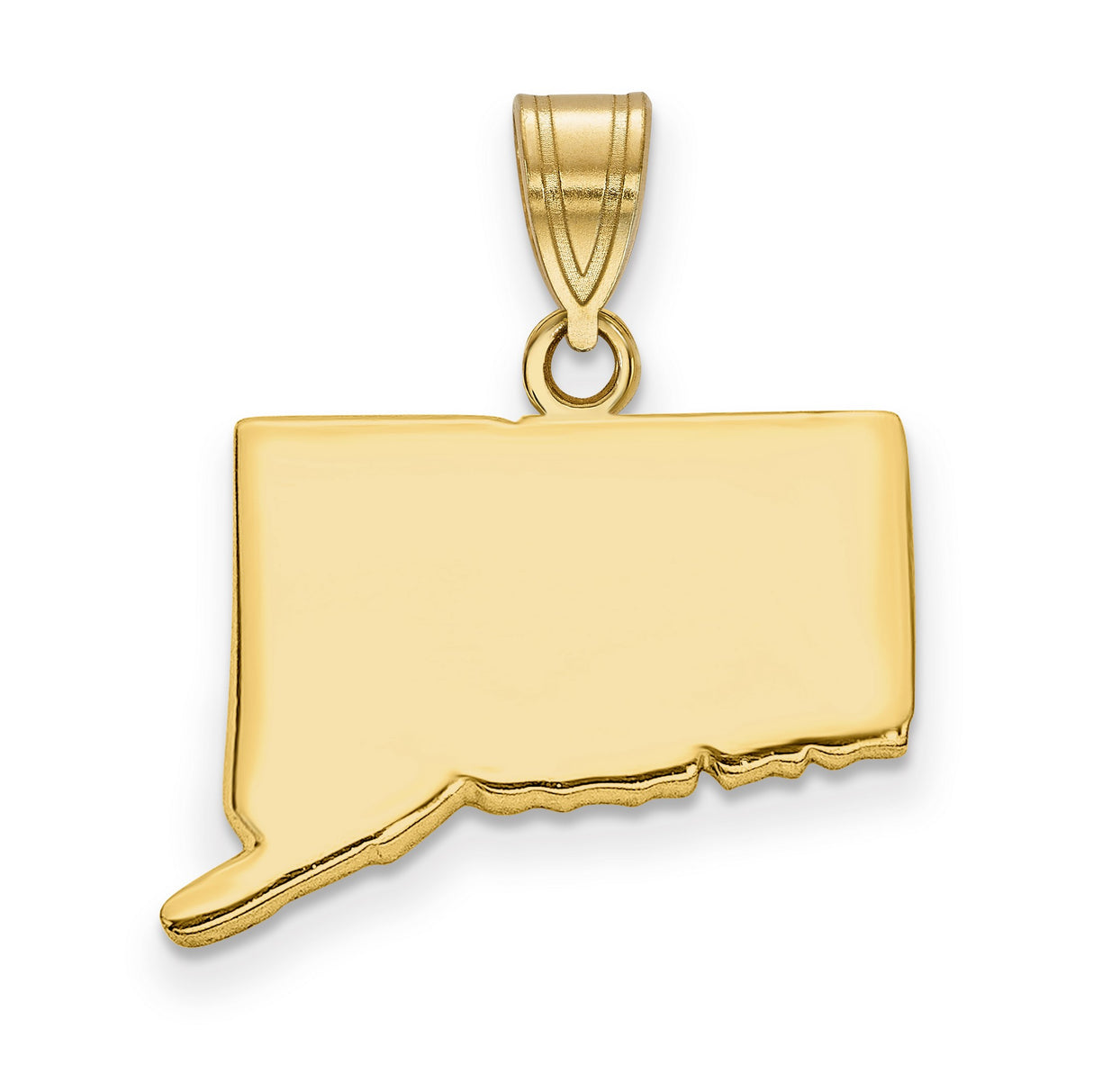 Polished Connecticut State Shaped Charm Pendant in Real 14k Yellow Gold