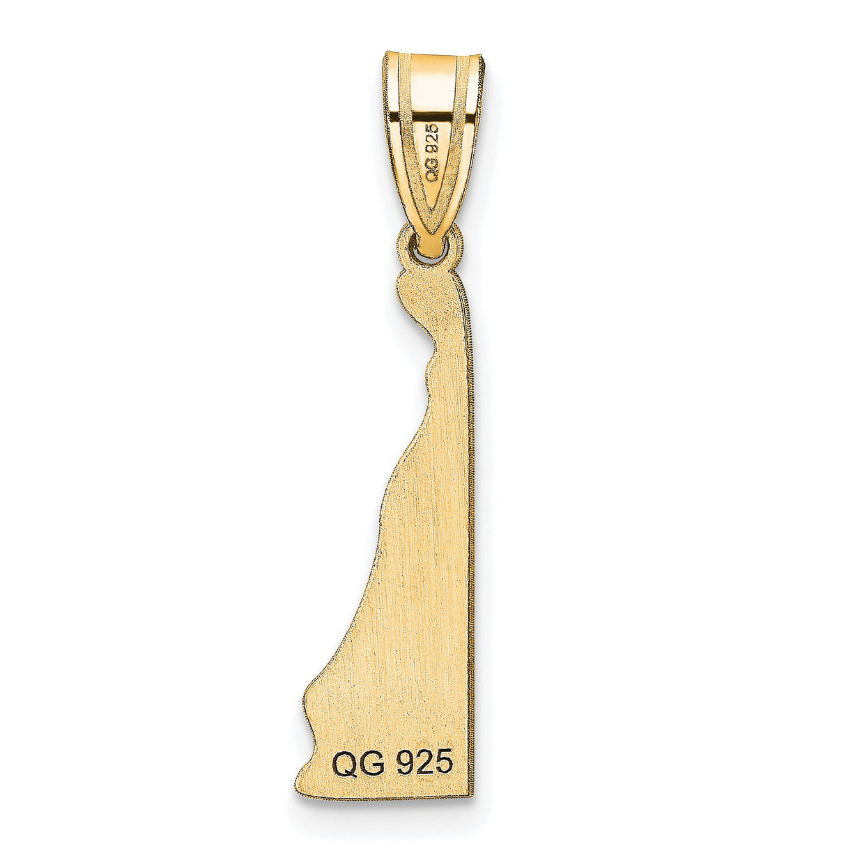 Polished Delaware State Shaped Charm Pendant in Real 14k Yellow Gold