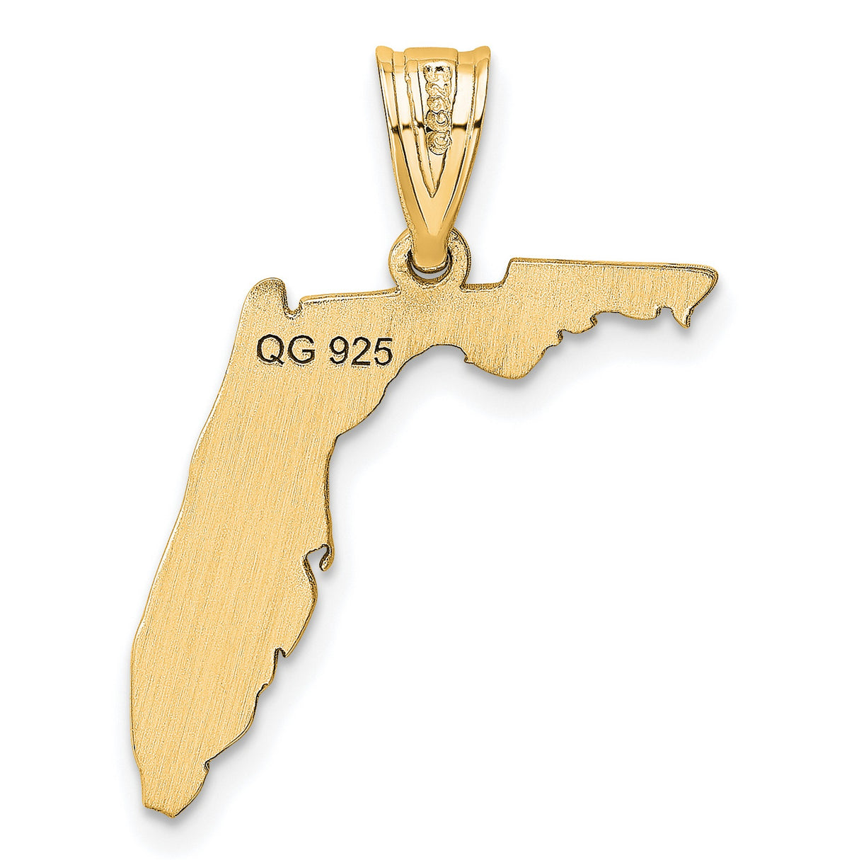 14k Yellow Gold Florida State Pendant Charm, Polished Map Outline Jewelry for Women or Unisex