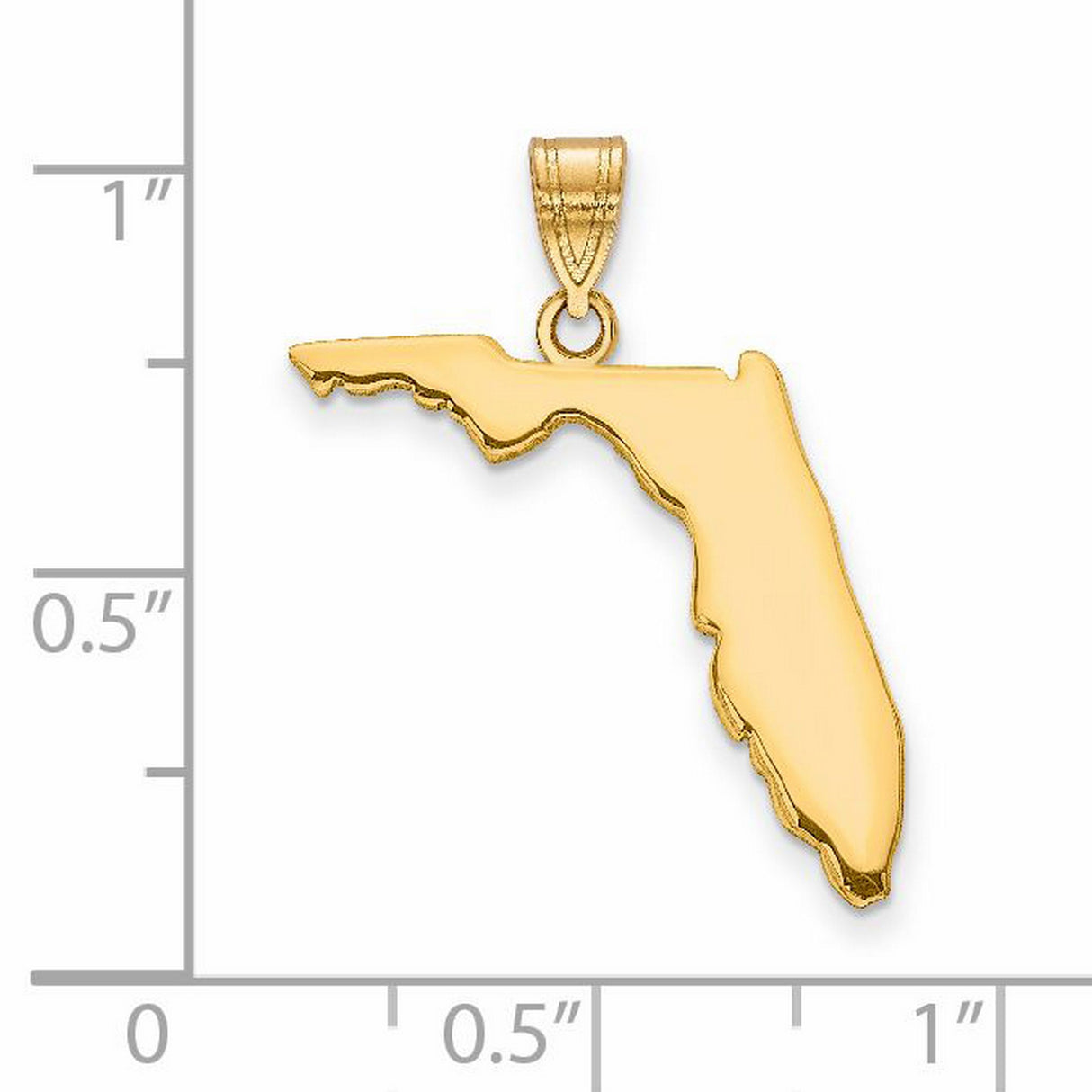 14k Yellow Gold Florida State Pendant Charm, Polished Map Outline Jewelry for Women or Unisex