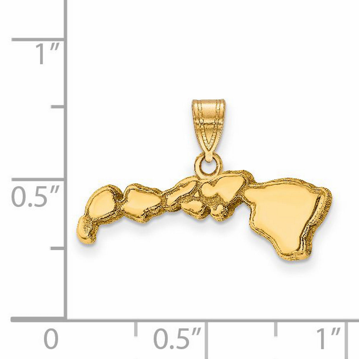 Polished Hawaii State Shaped Charm Pendant in Real 14k Yellow Gold