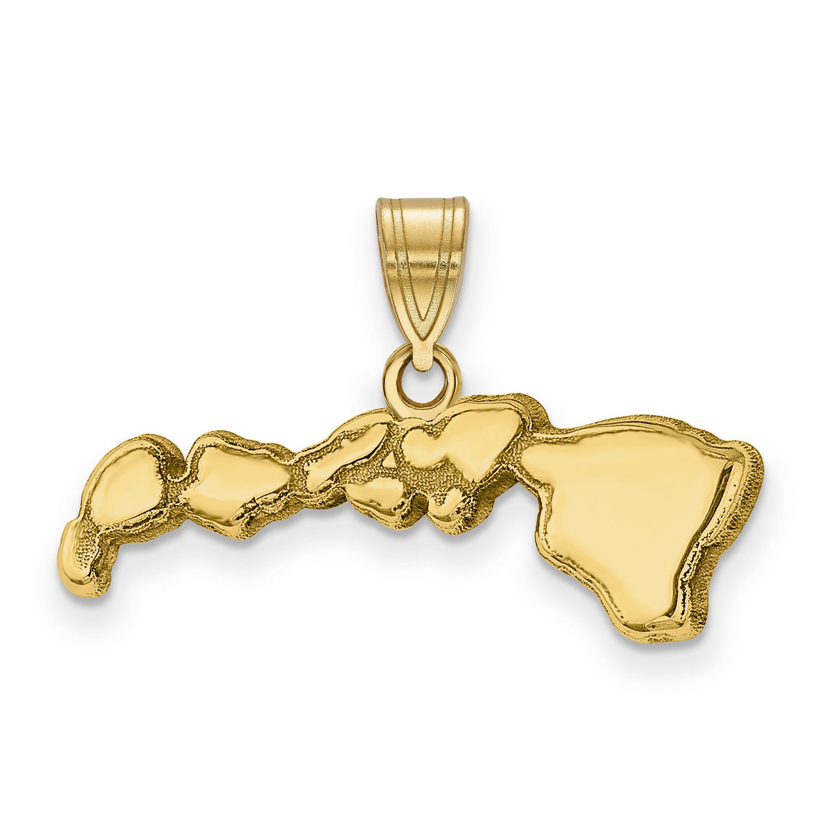 Polished Hawaii State Shaped Charm Pendant in Real 14k Yellow Gold