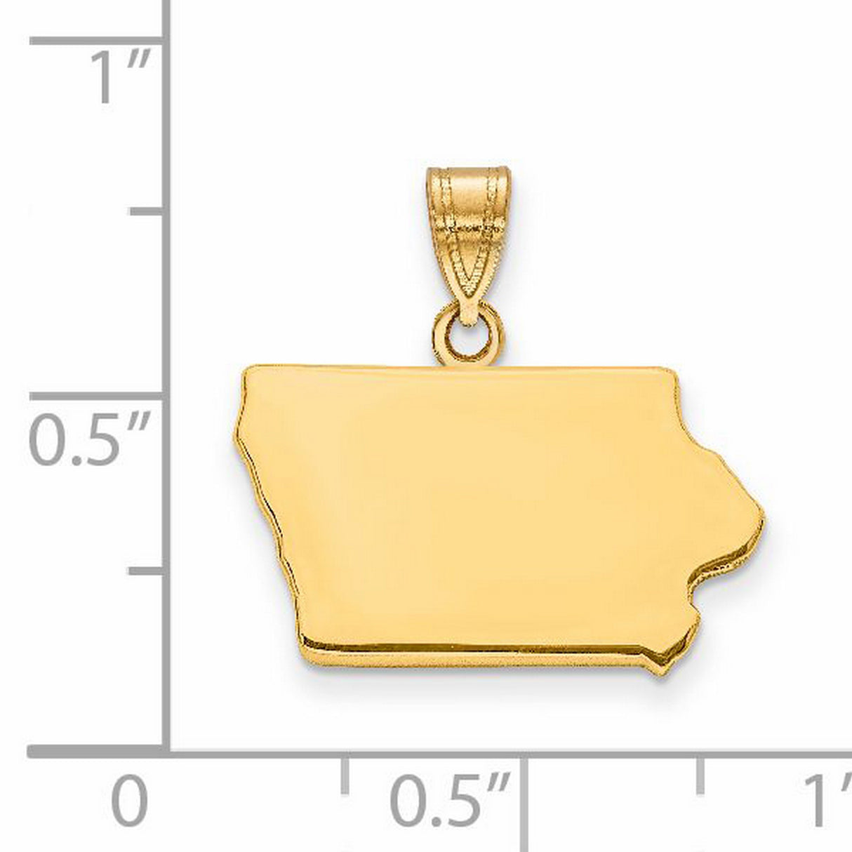 Polished Iowa State Shaped Charm Pendant in Real 14k Yellow Gold