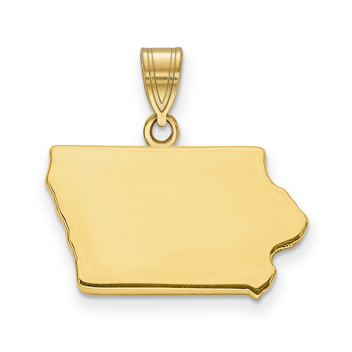 Polished Iowa State Shaped Charm Pendant in Real 14k Yellow Gold