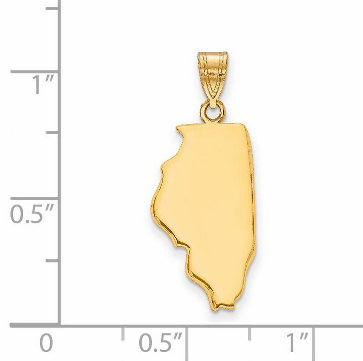 14k Yellow Gold Illinois State Pendant with Polished Finish, Unisex Regional Keepsake Charm