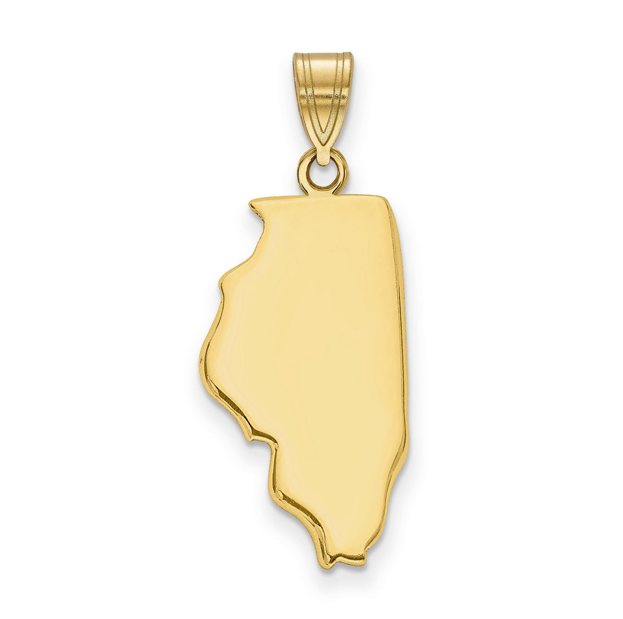 14k Yellow Gold Illinois State Pendant with Polished Finish, Unisex Regional Keepsake Charm