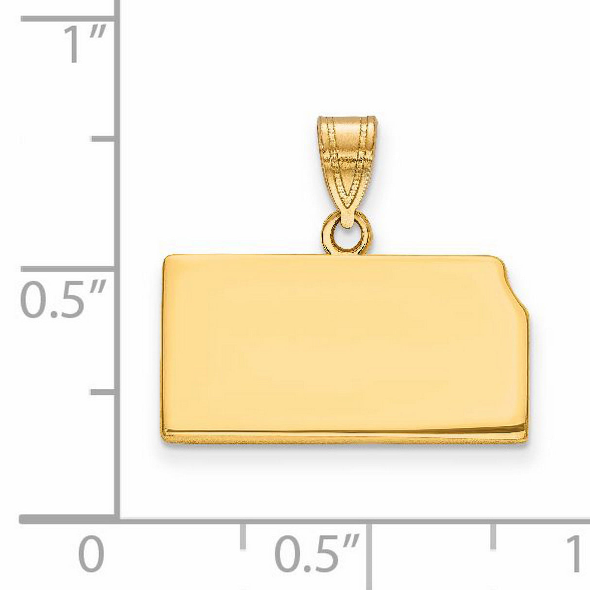 Polished Kansas State Shaped Charm Pendant in Real 14k Yellow Gold