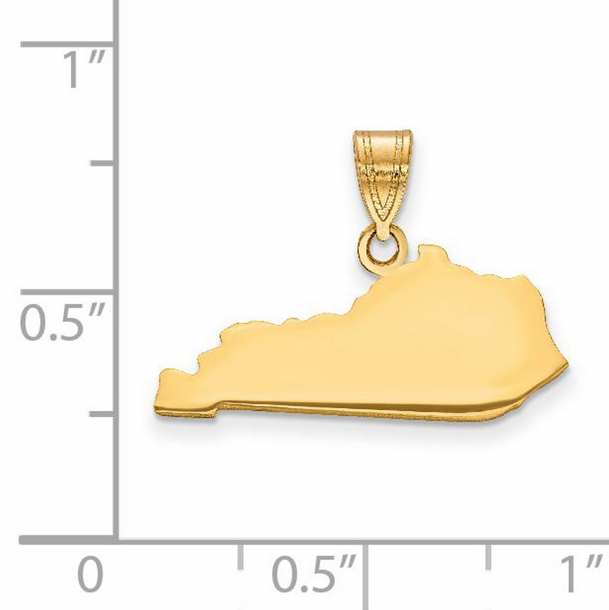 14k Yellow Gold Kentucky State Pendant, Polished Outline Charm, Southern Heritage Jewelry
