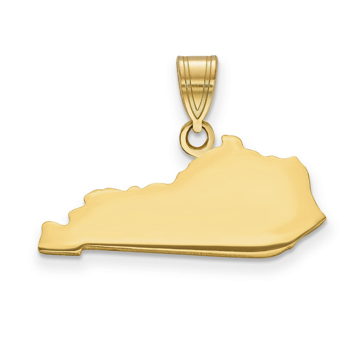 14k Yellow Gold Kentucky State Pendant, Polished Outline Charm, Southern Heritage Jewelry