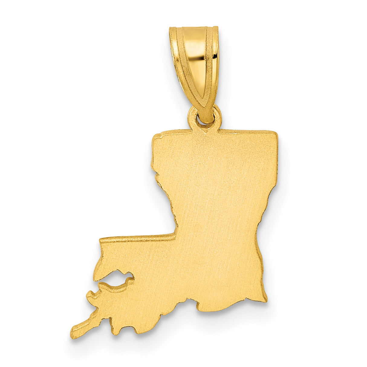 Polished Louisiana State Shaped Charm Pendant in Real 14k Yellow Gold