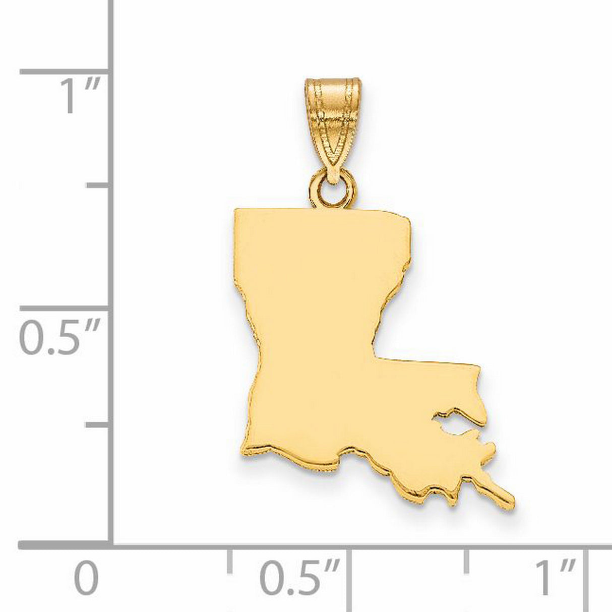 Polished Louisiana State Shaped Charm Pendant in Real 14k Yellow Gold